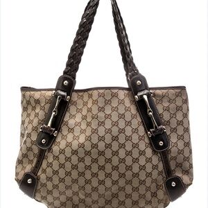 Gucci Brown and Tan Monogram Tote